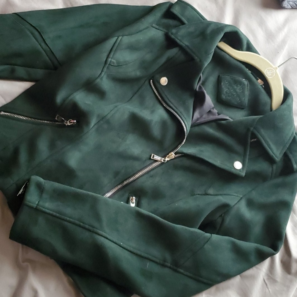 Faux suede moto jacket